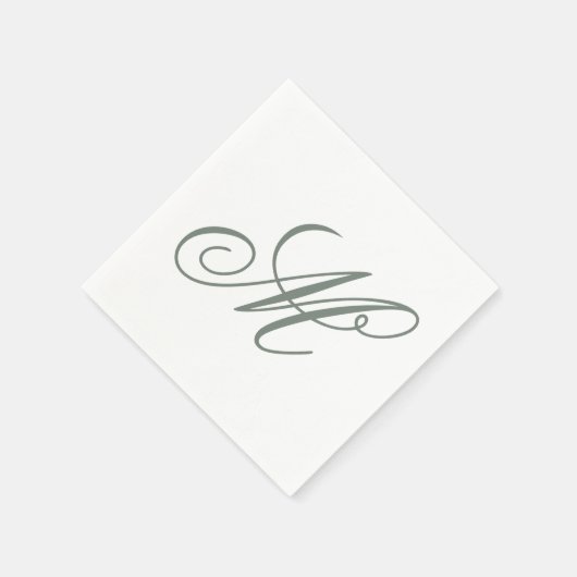 Elegant Sage Green Monogram Initiaal Servet (Hoek)