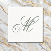 Elegant Sage Green Monogram Initiaal Servet
