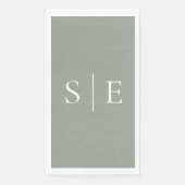 Elegant Sage Green Monogram Minimalist Servet (Voorkant)