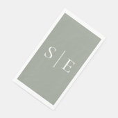 Elegant Sage Green Monogram Minimalist Servet (Hoek)