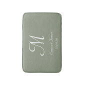 Elegant Sage Green Monogram Naam Passen getrouwd Badmat (Voorkant Verticaal)