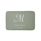 Elegant Sage Green Monogram Naam Passen getrouwd Badmat (Voorkant)