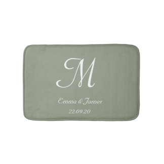 Elegant Sage Green Monogram Naam Passen getrouwd Badmat