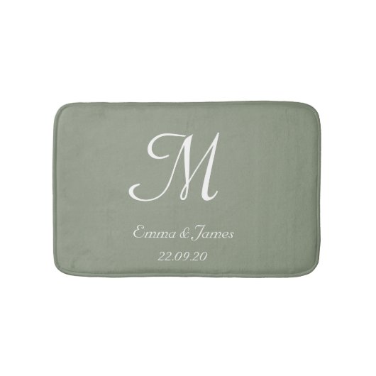 Elegant Sage Green Monogram Naam Passen getrouwd Badmat (Voorkant)