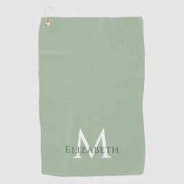 Elegant Sage Green Monogram Name Initial Custom Golfhanddoek