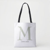 Elegant Sage Green Monogram Name Tote Bag (Voorkant)
