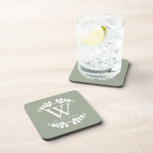 Elegant Sage Green Monogram Onderzetter (Rechterzijde)