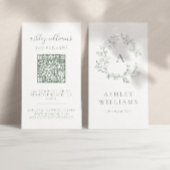 Elegant Sage Green Monogram QR Code Bloemencreme Visitekaartje