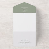 Elegant Sage Green Monogram QR Code Foto bruiloft All In One Uitnodiging (Buitenkant)