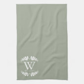 Elegant Sage Green Monogram Theedoek (Verticaal)