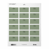 Elegant Sage Green Mrs Family Name Blank Address Etiket (Full Sheet)