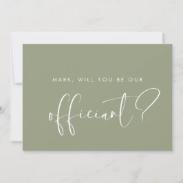 Elegant Sage Green Officiant voorstel kaart
