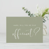 Elegant Sage Green Officiant voorstel kaart (Staand voorkant)