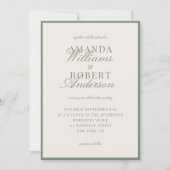 Elegant Sage Green Old Money Wedding Kaart (Voorkant)