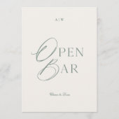 Elegant Sage Green Open Bar Sign Kaart (Voorkant)