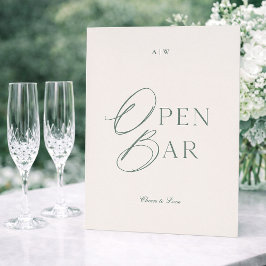Elegant Sage Green Open Bar Sign Kaart