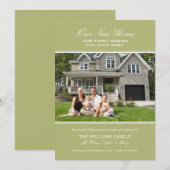 Elegant Sage Green Our New Home Foto Moving Aankondiging (Voorkant / Achterkant)