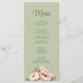 Elegant Sage Green Peony Floral Wedding Menu (Voorkant)
