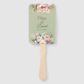 Elegant Sage Green Peony Floral Wedding Program Handwaaier (Voorkant)