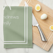 Elegant Sage Green Persoonlijke Monogrammen Theedoek (Quarter Fold)