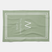 Elegant Sage Green Persoonlijke Monogrammen Theedoek (Horizontaal)