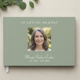 Elegant Sage Green Photo In Loving Memory Funeral Gastenboek