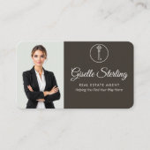 Elegant Sage Green Photo Real Estate Agent QR Code Visitekaartje (Voorkant)
