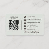Elegant Sage Green Photo Real Estate Agent QR Code Visitekaartje (Achterkant)