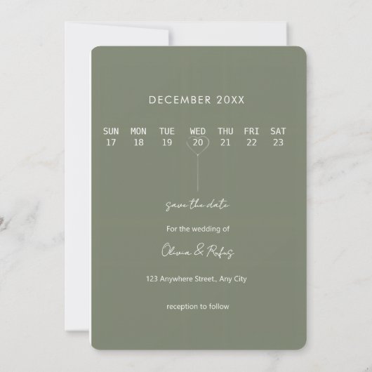Elegant Sage Green Photo Save the Date Card (Achterkant)