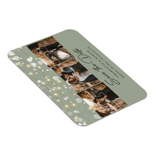 Elegant Sage Green Photo Save the Date Magnet Magneet (Rechterzijde)