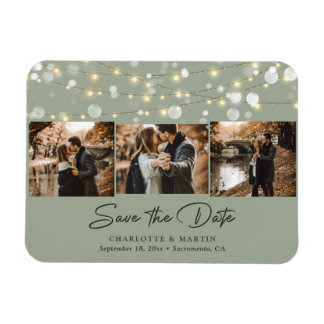 Elegant Sage Green Photo Save the Date Magnet Magneet