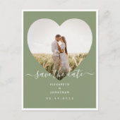 Elegant Sage Green Photo Wedding Save the Date Aankondigingskaart (Voorkant)