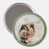 Elegant Sage Green Photo Wedding Save the Date Magneet (Voorkant / Achterkant)