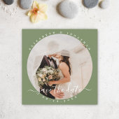 Elegant Sage Green Photo Wedding Save the Date Magnetische Uitnodiging