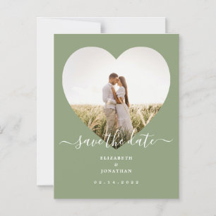 Elegant Sage Green Photo Wedding Save the Date Magnetische Uitnodiging