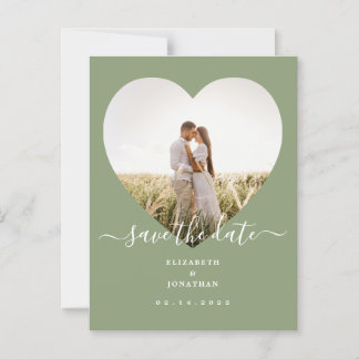 Elegant Sage Green Photo Wedding Save the Date Magnetische Uitnodiging