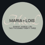 Elegant Sage Green Pink Wedding Monogramed Ronde Sticker<br><div class="desc">Monogrammed Favor Tags for Wedding</div>