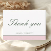 Elegant Sage Green & Pink Wedding Thank You card Bedankkaart