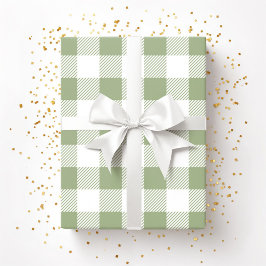 Elegant Sage Green Plaid Patroon Cadeaupapier