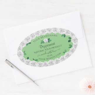 Elegant Sage Green Product Labels bevestigen witte