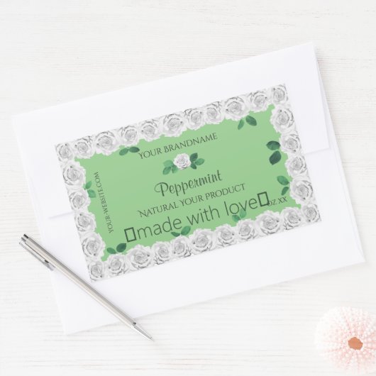 Elegant Sage Green Product Labels bevestigen witte (Envelop)