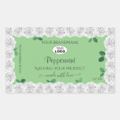 Elegant Sage Green Product Labels White Roses Logo (Voorkant)