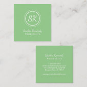 Elegant Sage Green Professional Monogram Vierkante Visitekaartje (Voorkant / Achterkant)