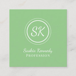 Elegant Sage Green Professional Monogram Vierkante Visitekaartje