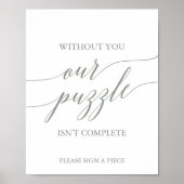 Elegant Sage Green Puzzle Guestbook Sign Poster (Voorkant)