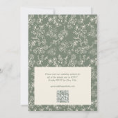 Elegant Sage Green QR Code RSVP Victorian Wedding Kaart (Achterkant)