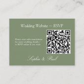 Elegant Sage Green QR Code Website RSVP Card Informatiekaartje (Voorkant)