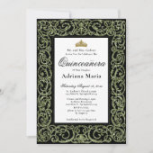Elegant Sage Green Quinceanera Invitation  Kaart (Voorkant)