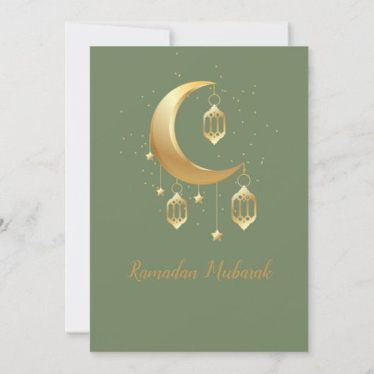 Elegant Sage Green Ramadan Iftar Invitation Kaart (Achterkant)