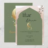 Elegant Sage Green Ramadan Iftar Invitation Kaart (Voorkant / Achterkant)